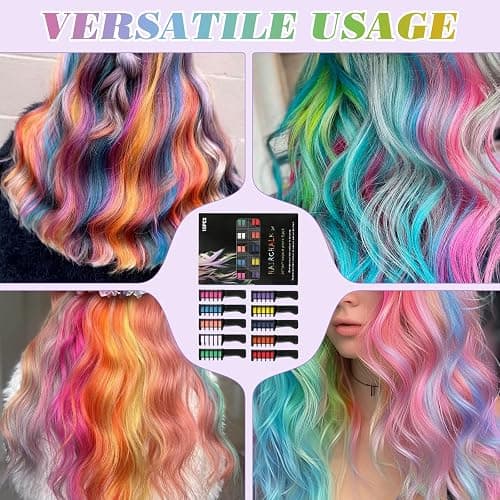 10 Colors Hair Chalk Combs, Festive Fun Hair Combs for Girls,Temporary Hair Colour Dye | Easy Wash Out, No Residue | Skin-Safe for Kids, Teens, Adults | Christmas, Party, Cosplay DIY (1 Set) thumbnail 8