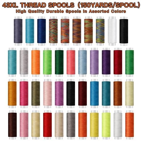 Sewing Kit for Adults,Maxfanay Needle and Thread Kit for Sewing,Professional Sewing Supplies Accessories with Tailor Scissors,43XL Thread,30 Needles,Yarn Snips and More for Travel Home Beginners thumbnail 3