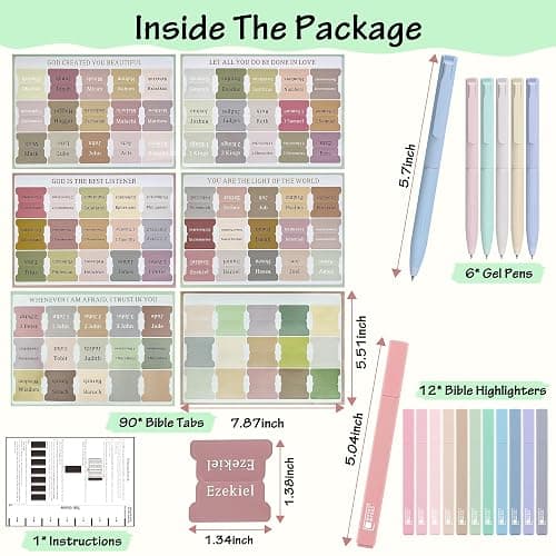 DazSpirit Bible Journaling Kit, 12 Pastel Bible Highlighters and 6 Pens with 90 Laminated Tabs, Bible Study Kit for Women & Men Office School, Christian Study Supplies - Highlighters + Color Pens + Tabs thumbnail 3