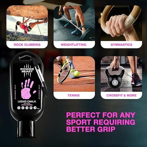 POWER BEAST Colored Liquid Chalk, 2 Bottles Combo of 200 + 50 ML, Liquid Sports Chalk, Free Professional Hand Grip for Gym, Weightlifting, Rock Climbing, Crossfit, Powerlifting, Pole Dance. thumbnail 4