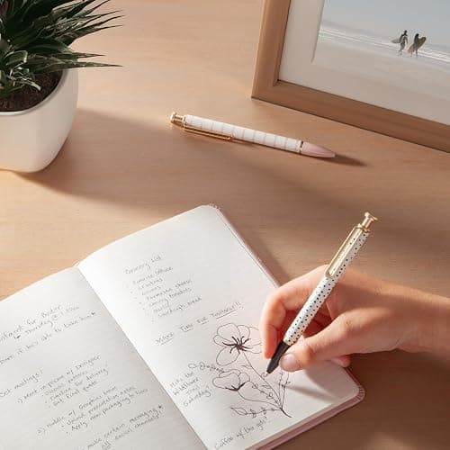 U Brands Monterey Ballpoint Pens, Set of 2, Stripes And Dots With Gold Details, Bold (1.0 mm) Point, Black Ink thumbnail 2