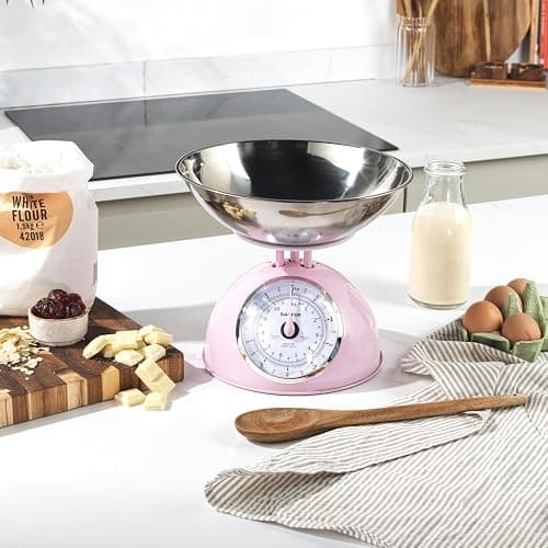 Salter Retro Pink Stand Mixer & Scale Set – 5L Electric Mixer with 8 Speeds & Pulse, Stainless Steel Removable Bowl, Includes Dough Hook, Wire Whisk, Beater, and 5kg Mechanical Kitchen Scale thumbnail 3