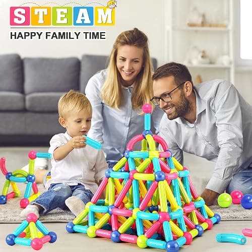 Loovio Magnet Toys for 3 Year Old Boys & Girls, Montessori Toys for Toddlers Kids, Magnetic Blocks Building DIY Learning Educational Toys Gift- Starter Set thumbnail 8