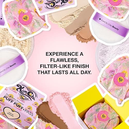 KimChiChic Beauty Puff Puff Pass Loose Setting Powder Makeup, Set & Bake Face Powder with Rice & Vitamin E, Matte Airbrush Finish, Oil Control with Velour Pad, Cruelty-Free, Translucent 0.70 oz (20 g) thumbnail 5