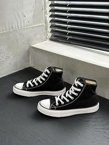 OPOEE Womens High Top Canvas Sneakers,Lace-up Canvas Shoes,Casual Tennis Walking Shoes Men's Canvas Shoes thumbnail 3