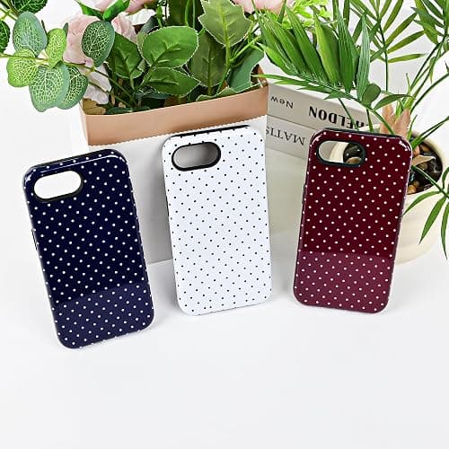 DuiDuiQ Polka Dot Pattern Phone Case for iPhone 16e/17e 6.1", Wine | Cute Aesthetic Case for Women Girls,Dual-layer Shockproof Protective Phone Cover,No Fading Print thumbnail 8