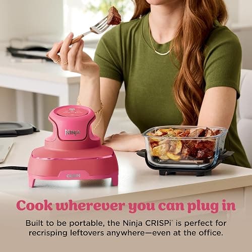 Ninja Crispi 4-in-1 Glass Air Fryer | 450°F | Non-Toxic | 4QT & 6-Cup Glass Containers w/Lids | Microwave, Freezer, Dishwasher Safe | Max Crisp, Air Fry, Bake, Recrisp | Cherry Crush | FN101DR thumbnail 12