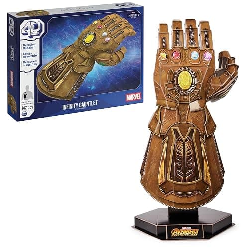 4D Build, Marvel Infinity Gauntlet 3D Puzzle Model Kit with Stand 142 Pcs | Thanos Desk Decor | Building Toys | 3D Puzzles for Adults & Teens 12+ - Image 1