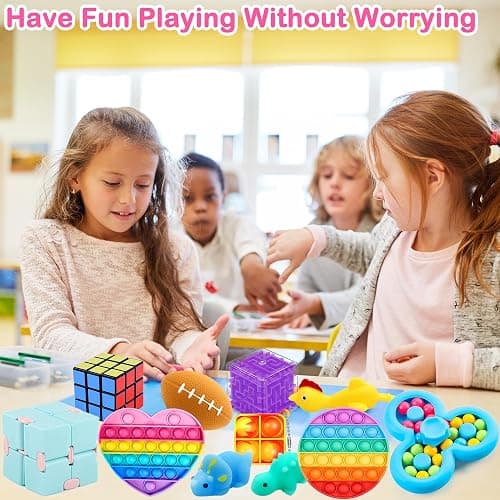 Chennyfun 50PCS Fidget Toys Pack, Sensory Fidget Toys Set, Stress Anxiety Relief Fidget Toy for ADHD Autism, Party Favors Birthday Party Gifts For Kids Teens Adults thumbnail 7