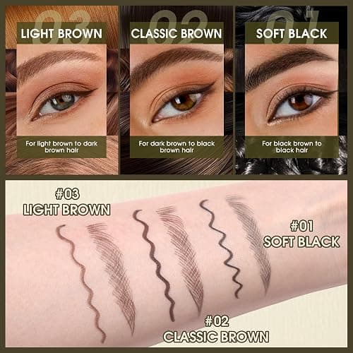 UCANBE Eyebrow Pen, Dual-Ended Eyebrow Pencil with 4-Fork-Tip & Gel Eyeliner for Women, Eye Brow Pen with Gel Eyeliner Pencil, Microblading Eyebrow Pencils with Hair Like Strokes, Soft Black thumbnail 4