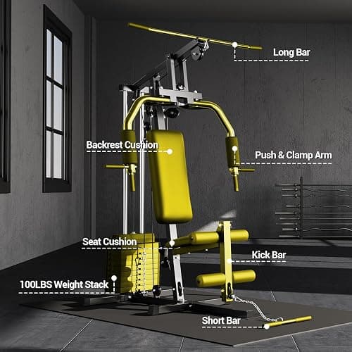 GarveeLife Home Gym Machine System with 100LBS Weight Stack, Multifunctional Weight Machine, Full Body Workout Station Exercise Equipment, All in One Home Gym with Pulley System for Strength Training thumbnail 2