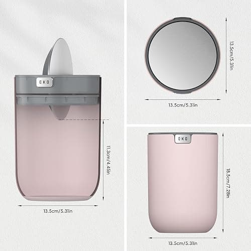 EKO Fandy 0.58 Gal/2.2L Mini Trash Can with Lid, Swing-Top Desktop Trash Can for Bathroom, Countertop, Vanity, Desk or Office, Small Garbage Bin (Pink) thumbnail 2