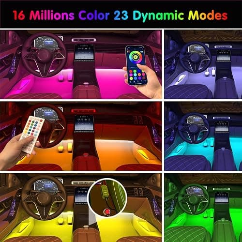 Interior Car Lights Keepsmile Car Accessories APP Control with Remote Music Sync Color Change RGB Under Dash Lighting with Charger 12V LED Lights Running Board Lights thumbnail 3