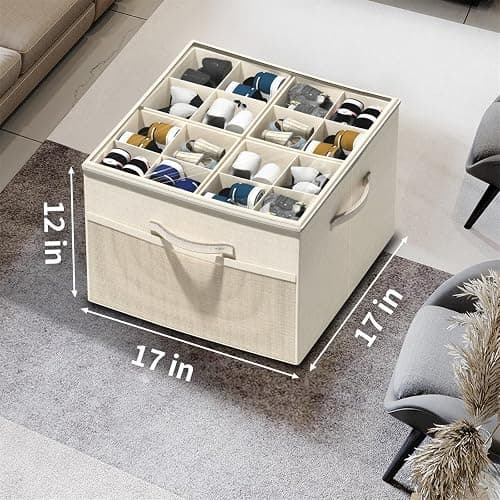 Aokeyee Shoe Organizer for Closet,2 Pack Foldable Shoe Storage Organizer Box Bin with Adjustable Dividers and Clear Cover, Fits up to 16-32 Pairs thumbnail 2