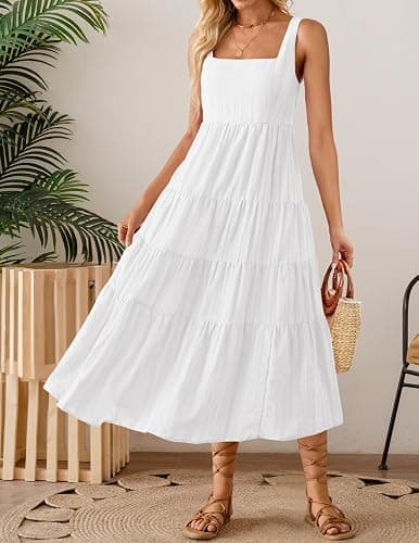 ZESICA Women's Summer Sleeveless Dress Casual Backless Loose Flowy Tiered Sundress Beach Cover up Tank Dresses thumbnail 2