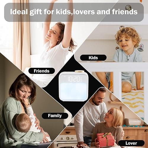 Jaeounr Sunrise Alarm Clocks for Bedrooms, Digital Clock with Sound Machine Nightlight, 1800mAh Rechargable Battery, Alarm Clock for Kids, Heavy Sleepers, Teens, Living Room thumbnail 7