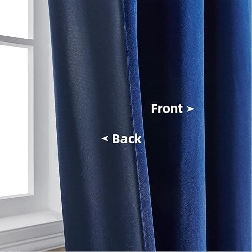 Joydeco Blue Velvet Blackout Curtains 84 Inch - 2 Panels Thermal Insulated Rod Pocket Drapes for Living Room Bedroom Dining Room Privacy thumbnail 5