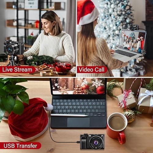 8K Digital Camera - 88MP WiFi Cameras for Photography - UHD Autofocus Vlogging Camera for YouTube 18X Zoom - Video Camara for Beginner Photographer with 3" 180° Flip Screen, Lens Hood, 64GB Card thumbnail 6