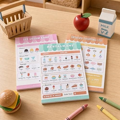 Fun Pretend Play Notepads for Kids Set of 6 - Imaginative Playtime Order Pads for Restaurant, Doctor and School Role Play - Creative Screen Free Activity & Gift for Toddlers and Preschoolers Ages 3-6 thumbnail 9
