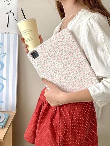 Detachable Magnetic Adjustable Kickstand Leather Folio Case with Stylus Holder for Apple iPad 10.2-inch 9 9th Generation 2021 White Pink Rose Flower Floral Pretty Chic Cute Lovely Girls thumbnail 7