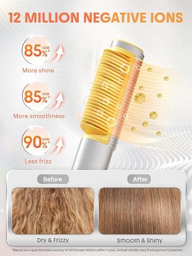 SHEGLAM Straightener Brush 3D Ionic Hair Straightening Brush with 24K Gold Heated Comb, Anti-Scald Design, 60s Fast Heat-Up, Auto-Off, Frizz Control, Sleek & Smooth Styling thumbnail 5