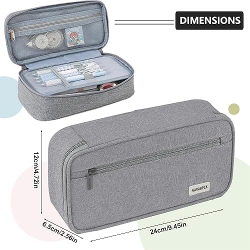 Large Capacity Pencil Case, Big Pencil Pouch with Durable Zipper,Extra Big Pencil Bag Organizer,Cute Pencil Case Aesthetic Pen Pouch Bag for Office Art (Grey) thumbnail 4