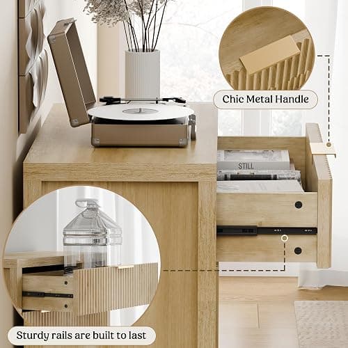 Lulive Fluted Buffet Cabinet with Storage Sideboard Cabinet Adjustable Shelves for Kitchen Living Room, Kitchen, Entryway thumbnail 3