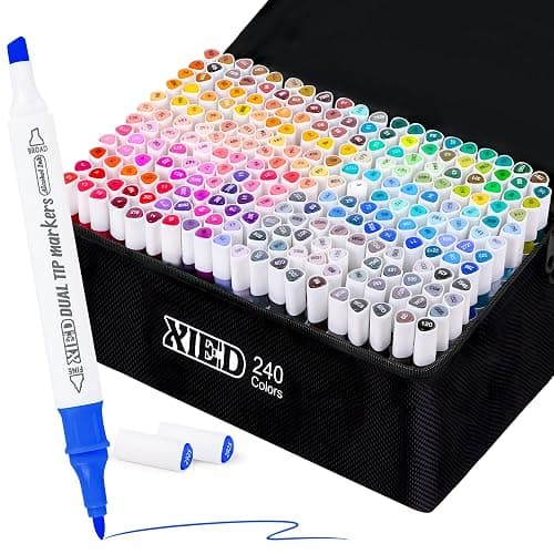 XIEED Alcohol Markers, 240 Colors Alcohol Markers Set for Artists, Students, Adults, Artists in Coloring & Drawing (Fine &Broad) - Image 1