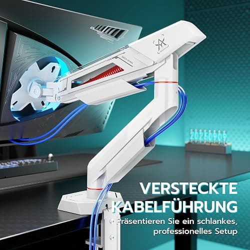 ARES WING Monitor Halterung für 17"-40" Flach/Curved Bildschirm, Monitor Arm Tragfähigkeit Max 12 kg,Höhenverstellbar Bildschirmhalterung,75/100mm Vesa-Halterung, Tischhalterung,Weiß thumbnail 6