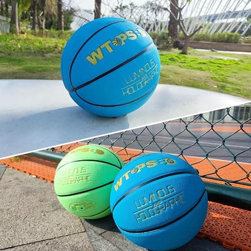 WTOPSBO Glow in The Dark Basketball Blue, Cool Glowing Luminous Basketball with Pump and Bag Indoor Outdoor PU Leather Basketballs Size 5/6/ 7 thumbnail 4