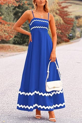 PRETTYGARDEN Women's 2025 Summer Flowy Maxi Dress Casual Sleeveless Spaghetti Strap Ruffle Beach Long Dresses thumbnail 5