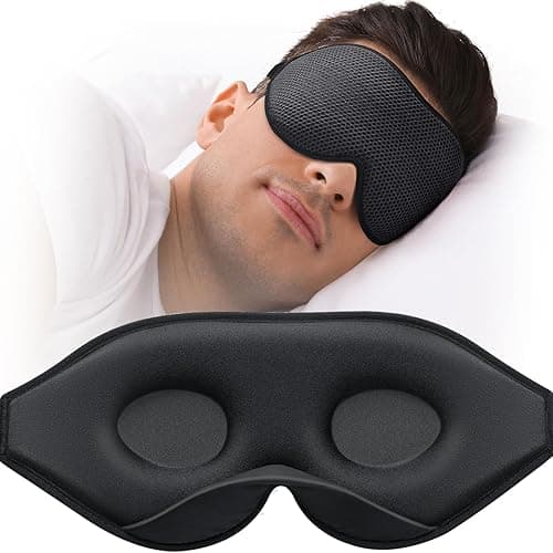 MABAO Sleep Mask for Side Sleeper, Eye Mask for Sleeping Women Men, 3D Contoured Cup No Eye Pressure 100% Light Blocking Sleeping Mask with Adjustable Strap Night Blindfold Flight, Travel, Nap, Black - Black