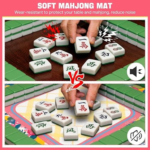 Drydiet Yellow Lemon Mahjong Mat for Table 31.5 x 31.5 Inch American Mahjong Mat with Carrying Bag, Non-Slip Noise Reduction Table Item for Family Poker Dominoe Board Game, Game Night & Party Use thumbnail 5