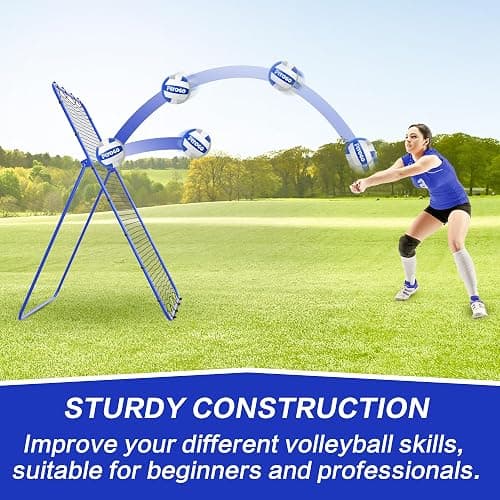 PLYOGO Volleyball Rebounder Net, 4×7FT Bounce Back Practice Net with 5 Adjustable Angles, Indoor Outdoor Easy-Set Up Training Equipment for Improving Spiking Skills, Carrying Bag & PU Volleyball thumbnail 6