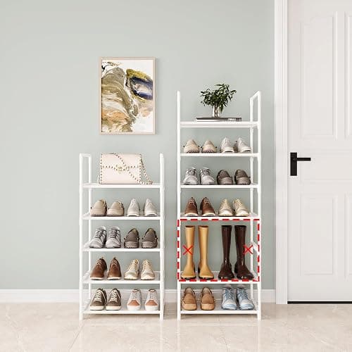 Hockmez 5-Tier Small Shoe Rack,Stackable Shoe Shelf Storage Organizer for Entryway Hallway Closet Bathroom Living Room(White-5Tier) thumbnail 5