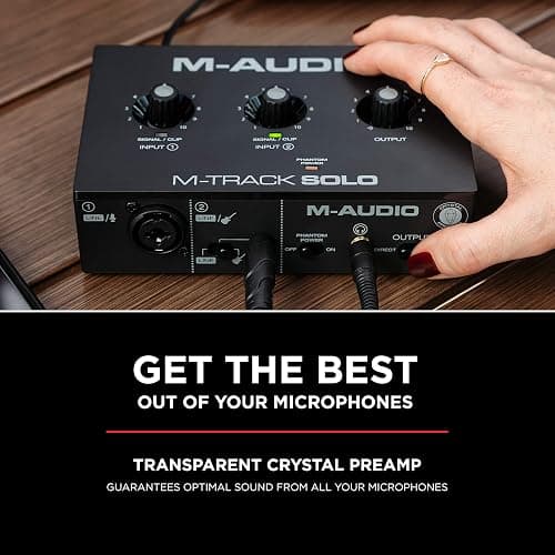 M-AUDIO M-Track Solo USB Audio Interface for Recording, Streaming and Podcasting with XLR, Line and DI Inputs, Plus a Software Suite Included thumbnail 5