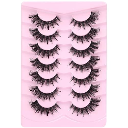 EYDEVRO False Eyelashes Wet Cat Eye Lashes Spiky Faux Mink Lashes Wispy Fairy Manga Lashes Natural Strip Lashes with Spikes 7 Pairs Pack thumbnail 8