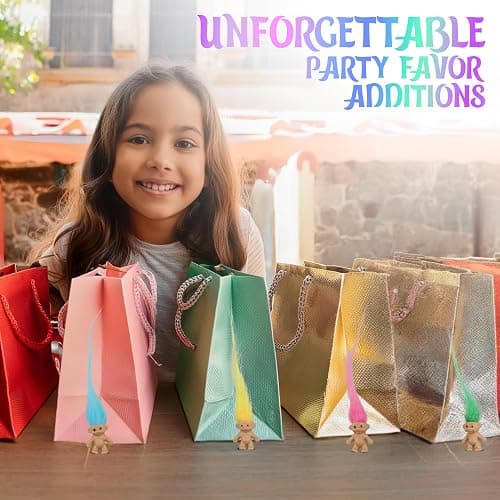 50 Pcs Long-haired Lucky Mini Troll Dolls, Assorted Hair Colors, 0.78" Bodies, 2" Hair. Cake Toppers, Action Figures, School Project, Arts and Crafts, Party Favors thumbnail 5