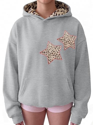 peassa Womens Oversized Hoodies Y2k Cheetah Graphic Hoodies | Teen Girl,Preppy,Cute,Aesthetics Streetwear,Pullover Sweatshirts,Long Sleeve,Kangaroo Pocket - Image 1