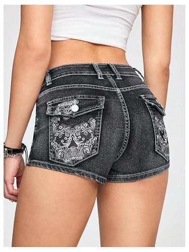 SOLY HUX Women's Y2k Denim Shorts Grunge Punk Low Waist Skinny Mini Jean Shorts Streetwear thumbnail 2