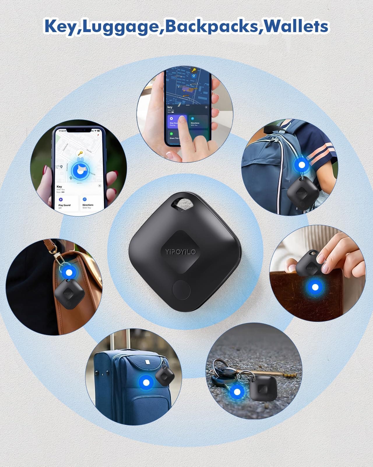 Air Tracker Tag, Item Tracker Luggage Tracker Compatible with Apple Find My(iOS Only), Key Locator with Privacy Protection, Bluetooth Tracker for Key Backpack etc 4 Pack Pure Black thumbnail 6