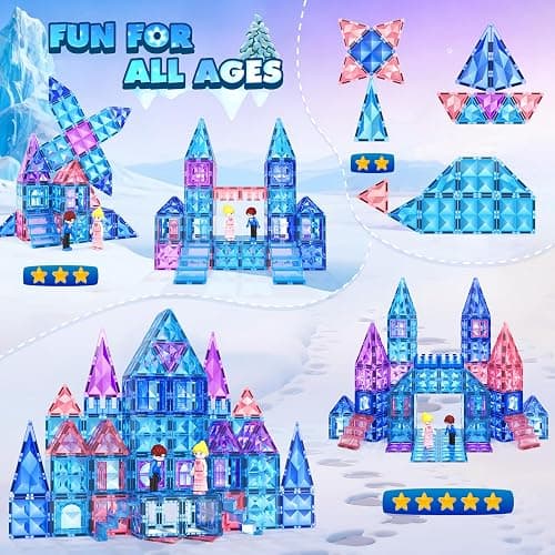 Magnetic Tiles 102pcs with 2 Stairs 2 Dolls Princess Castle Building Girls Toys Age 4-5 6-8 Magnetic Blocks Birthday Xmas Gifts for Girls Toys for 3 4 5 6 7 8+ Year Old thumbnail 5
