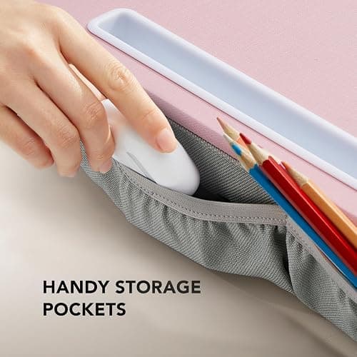 HUANUO Lap Laptop Desk - Portable Lap Desk with Cushion, Fits up to 15.6 inch Laptop, Anti-Slip & Storage Function - Pink thumbnail 5