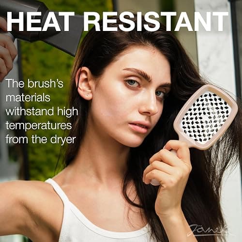 Janeke Superbrush Detangling Brush for Soft Smoothing Hair Brushing with Anti-Static Bristles - Vented Wet Hair Brush for Blow Drying Use - Perfect for Curly, Thick, Wavy, Fine Hair Types (Nude) thumbnail 4