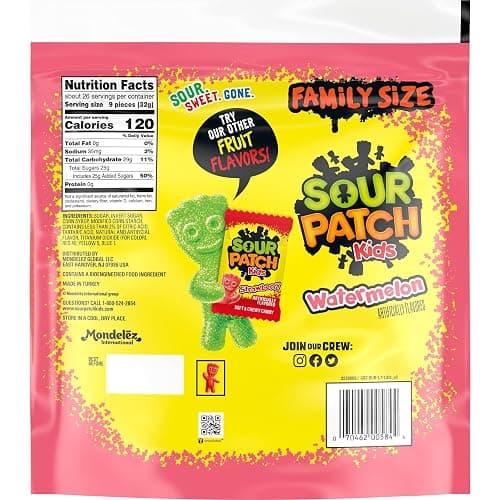 SOUR PATCH KIDS Watermelon Soft & Chewy Candy, Family Size, Bulk Candy, 1.8 lb (Pack of 2) thumbnail 12