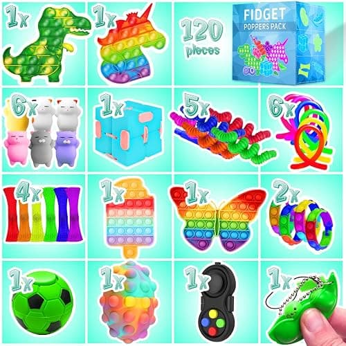 MOZACI Fidget Toys, 120 Pack Fidgets Set Stocking Stuffers for Kids Party Favors Autism Sensory Toy Bulk Adults Kids Boys Girls Teens Stress Autistic ADHD Anxiety Carnival Treasure Classroom Prizes thumbnail 3