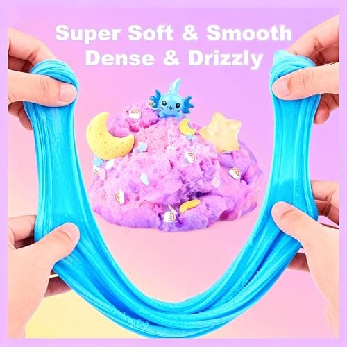 YHan Axolotl Cloud Slime Kit with Charm - Blue Scented Fluffy Slime (10oz), Soft Fidget Sensory Toy for Kids, Party Favors Goodie Bag Stuffers thumbnail 3