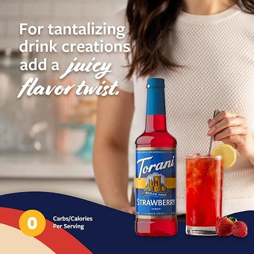 Torani Sugar Free Syrup, Strawberry, Zero-Calorie Flavoring for Drinks, Pump Included, 25.4 Oz thumbnail 5