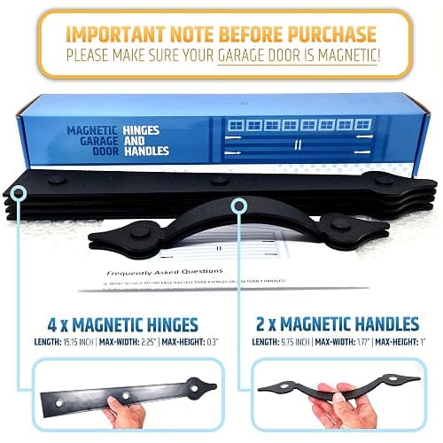 Premium Quality & Strong Magnetic Garage Door Decorative Hardware - Set of 2 Handles + 4 Hinges - Faux Garage Door Accents Kit for Curb Appeal | No Installation Needed | Will Never Fall Off thumbnail 7