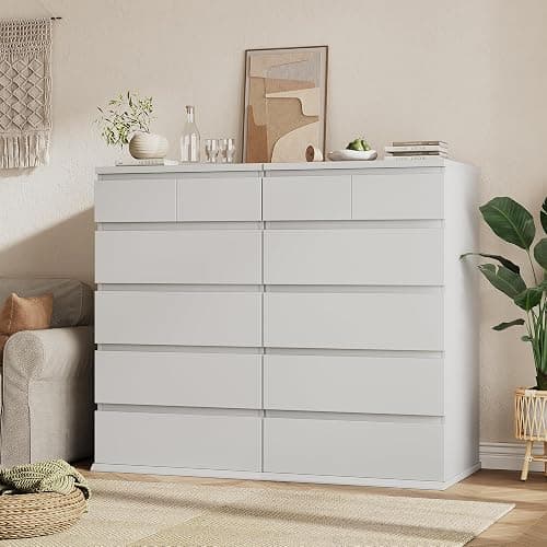Jocoevol White Tall 6 Drawer Dresser for Bedroom,Dressers & Chests of Drawers with Jewelry Storage,Wood Storage Dresser with Deep Drawers for Living Room Hallway Entryway(40.75" L*23.62" W*15.75") thumbnail 6